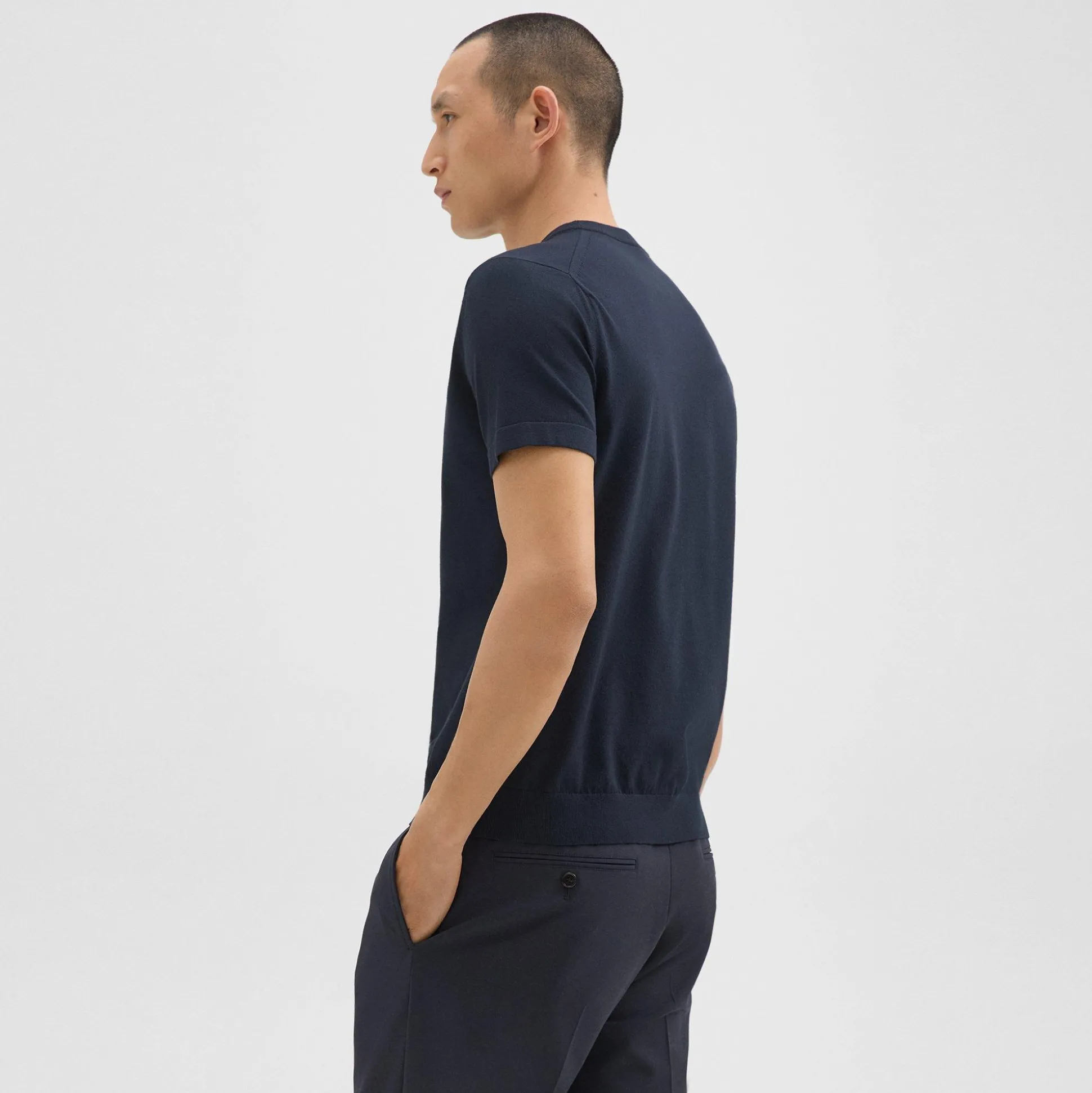 Theory Sarior Short-Sleeve Sweater In Light Bilen-Men Sweaters + Cardigans|T-shirts + Polos