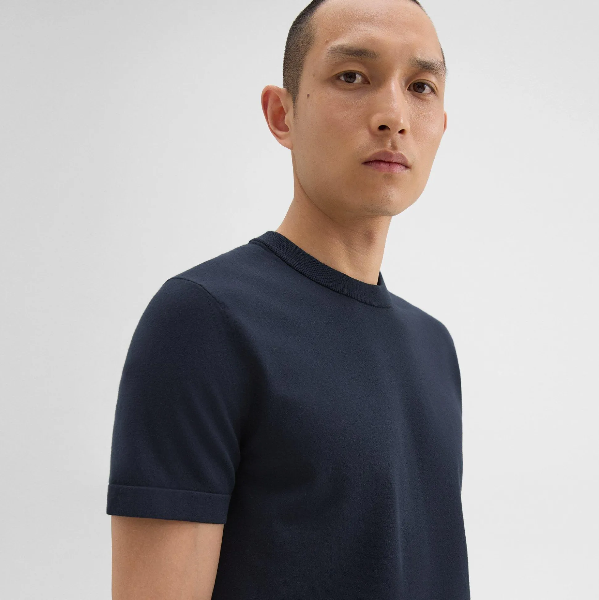 Theory Sarior Short-Sleeve Sweater In Light Bilen-Men Sweaters + Cardigans|T-shirts + Polos