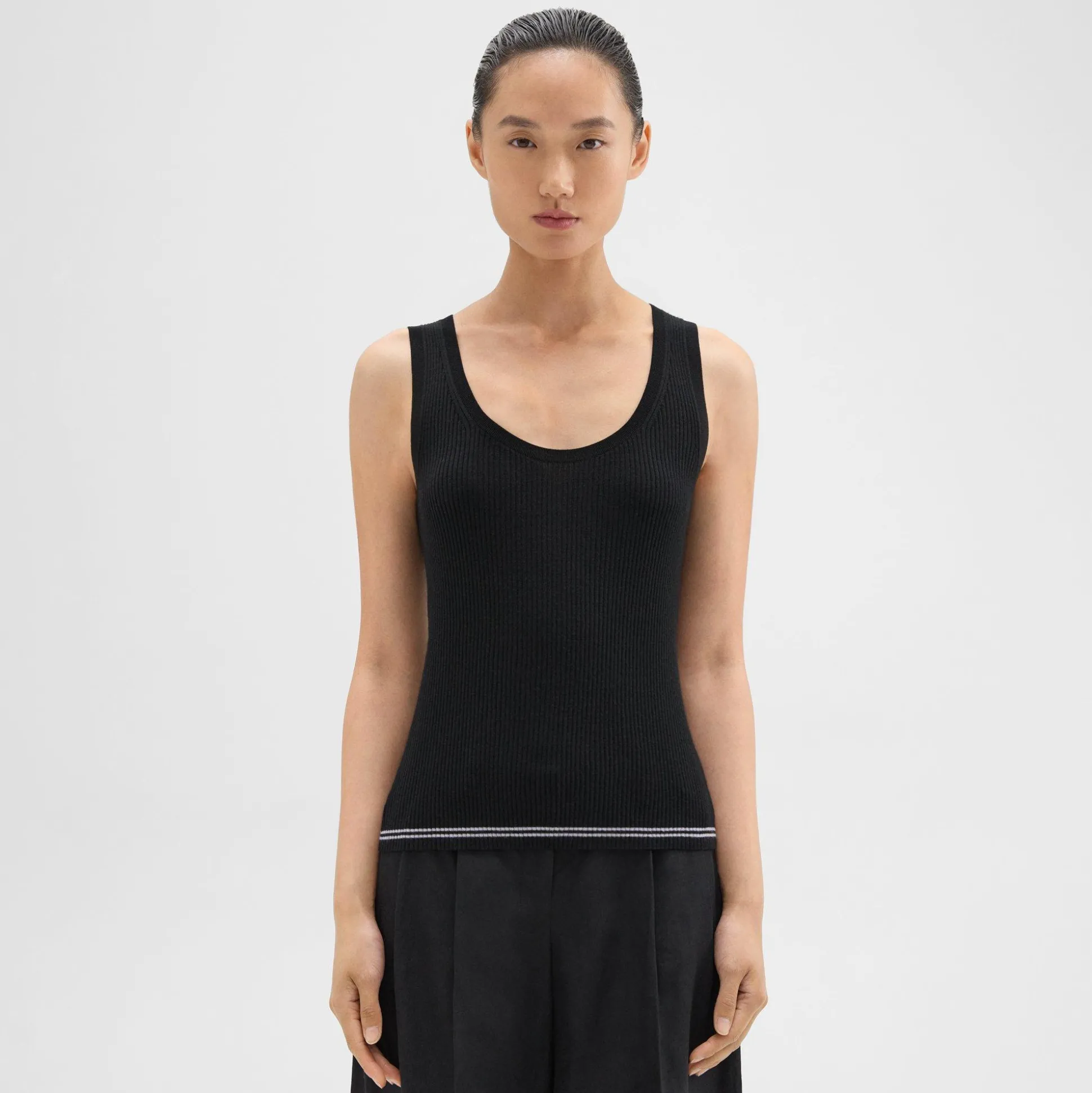 Theory Scoop Neck Sweater Shell In Regal Wool-Women Sweaters + Cardigans
