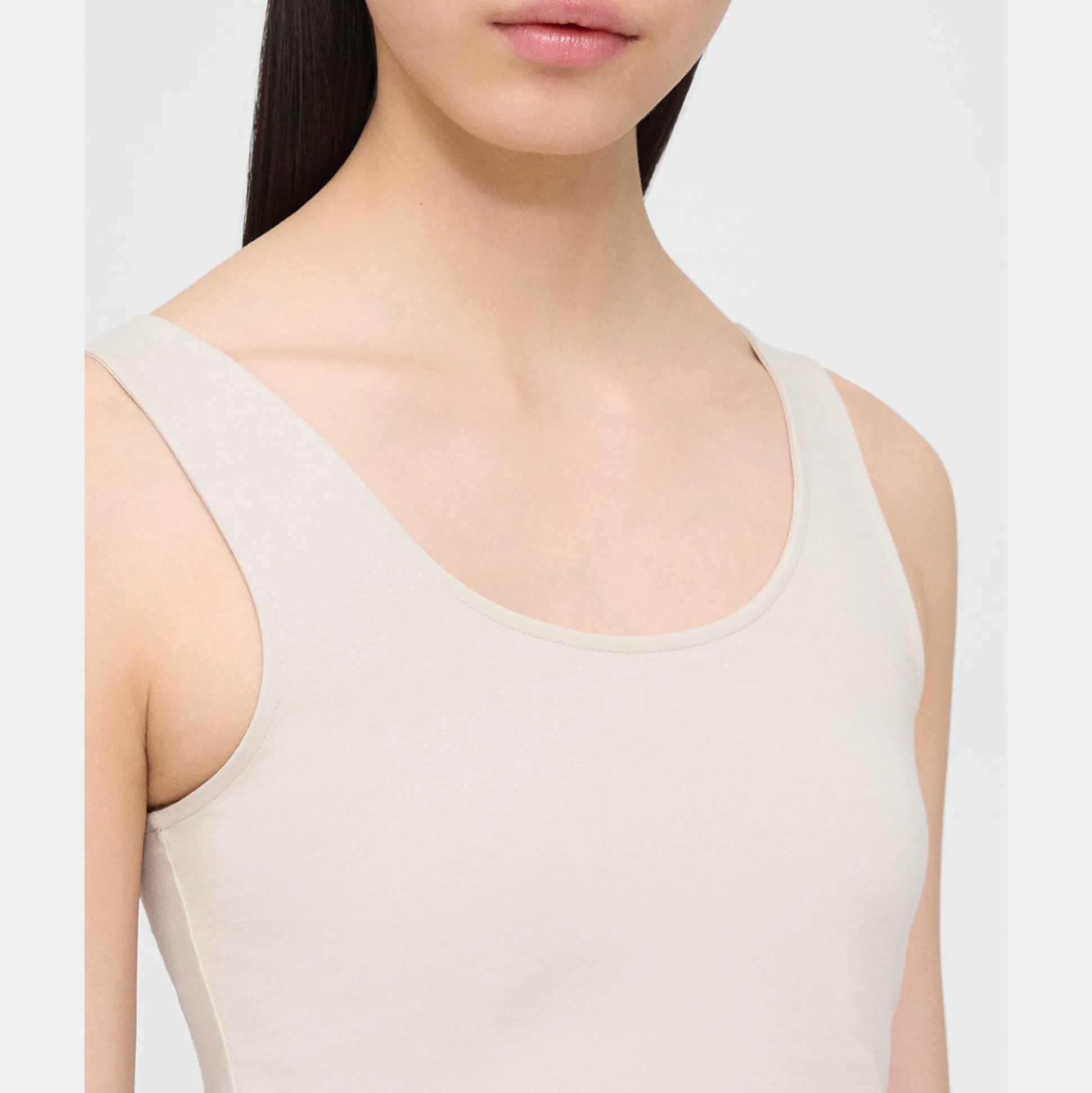 Theory Scoop Neck Tank In Stretch Cotton-Women T-Shirts