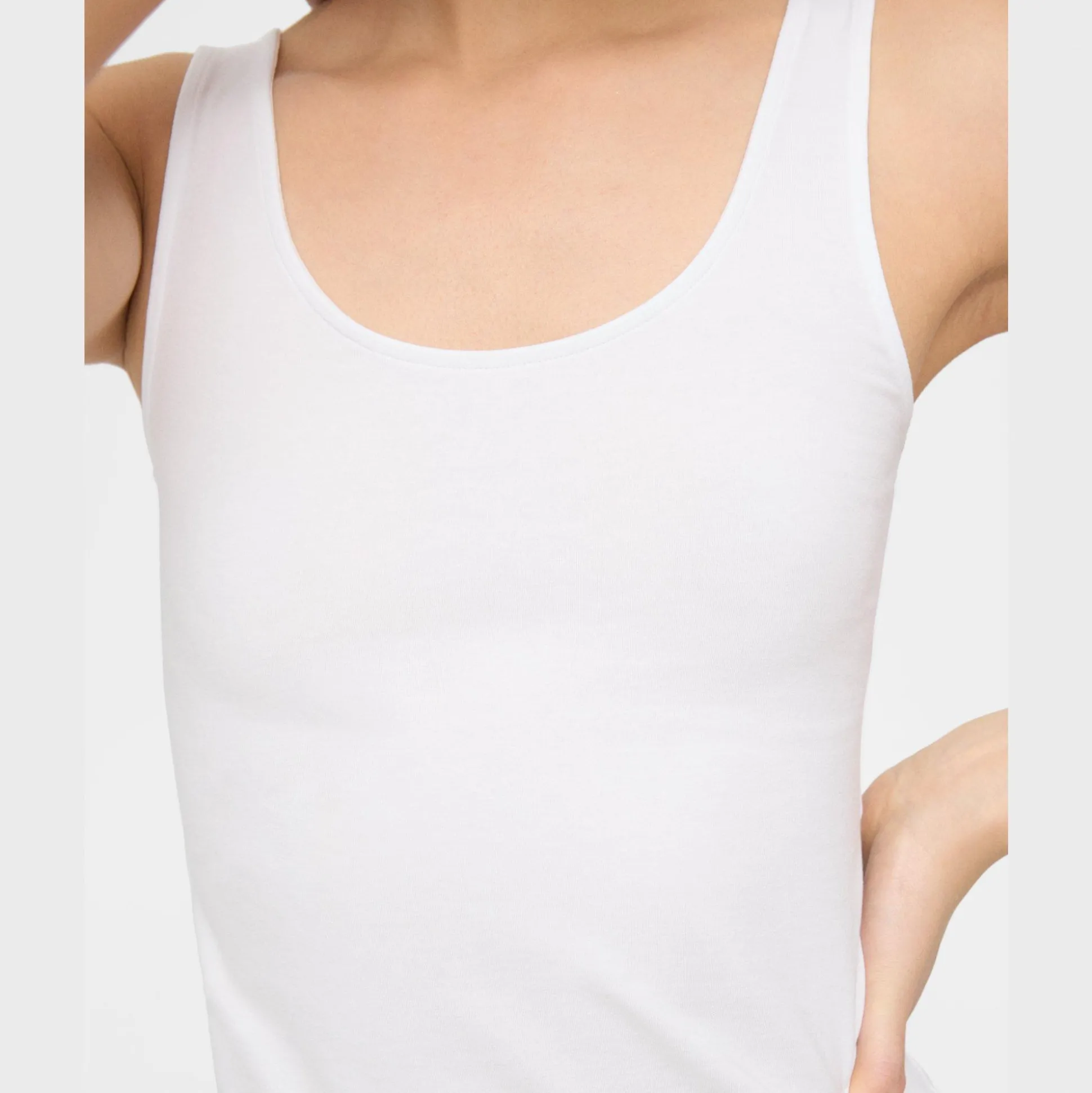 Theory Scoop Neck Tank In Stretch Cotton-Women Tops|T-Shirts