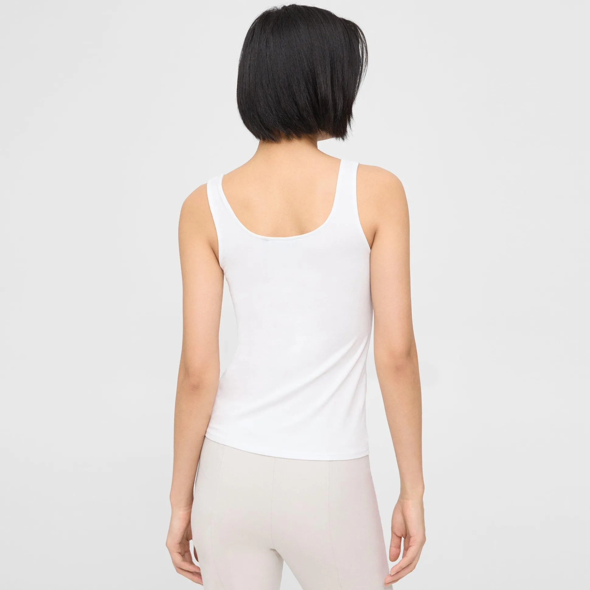 Theory Scoop Neck Tank In Stretch Cotton-Women Tops|T-Shirts