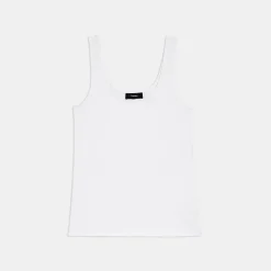 Theory Scoop Neck Tank In Stretch Cotton-Women Tops|T-Shirts