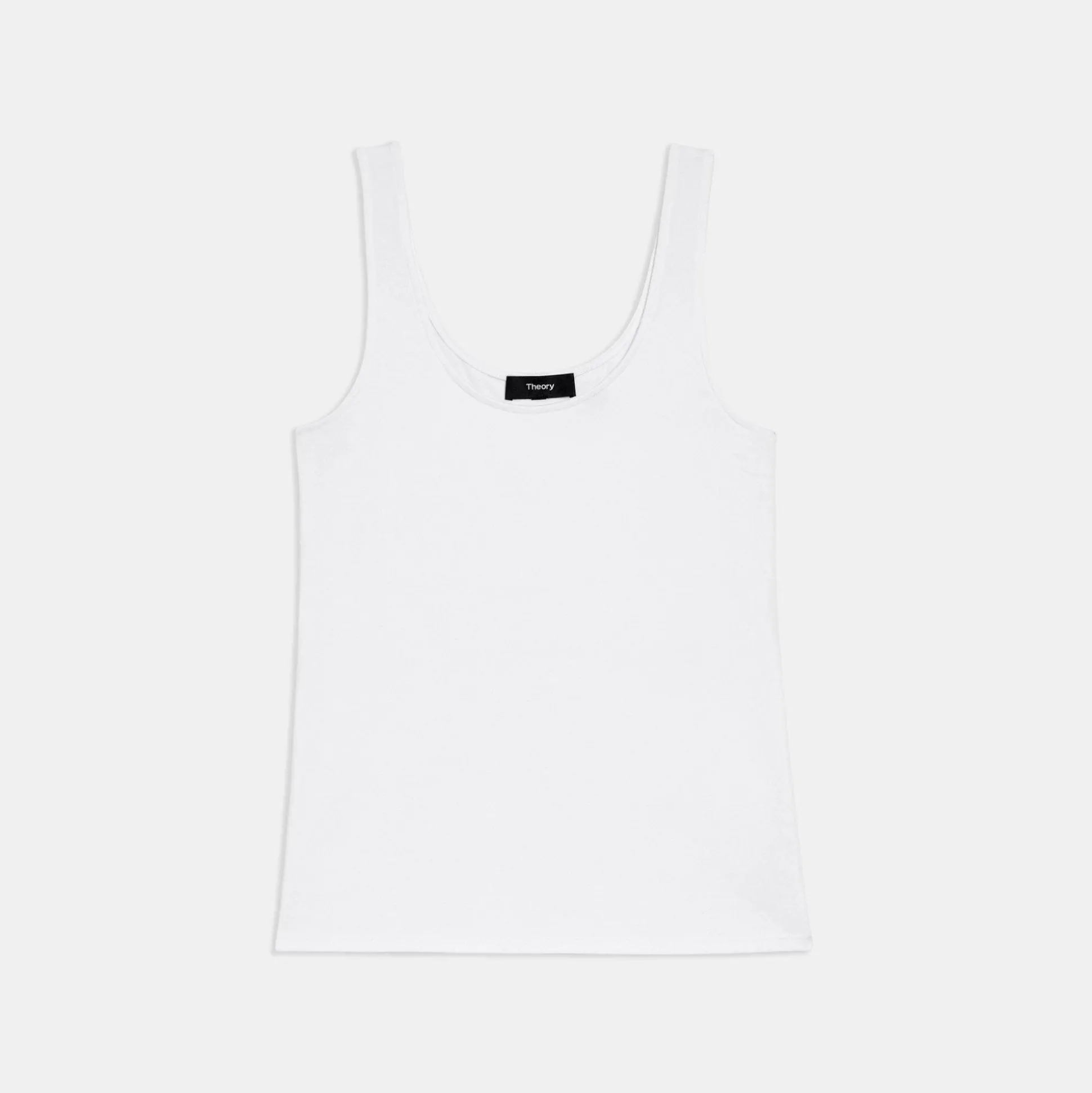 Theory Scoop Neck Tank In Stretch Cotton-Women Tops|T-Shirts