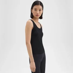 Theory Scoop Neck Tank Top In Rib Knit Viscose-Women T-Shirts