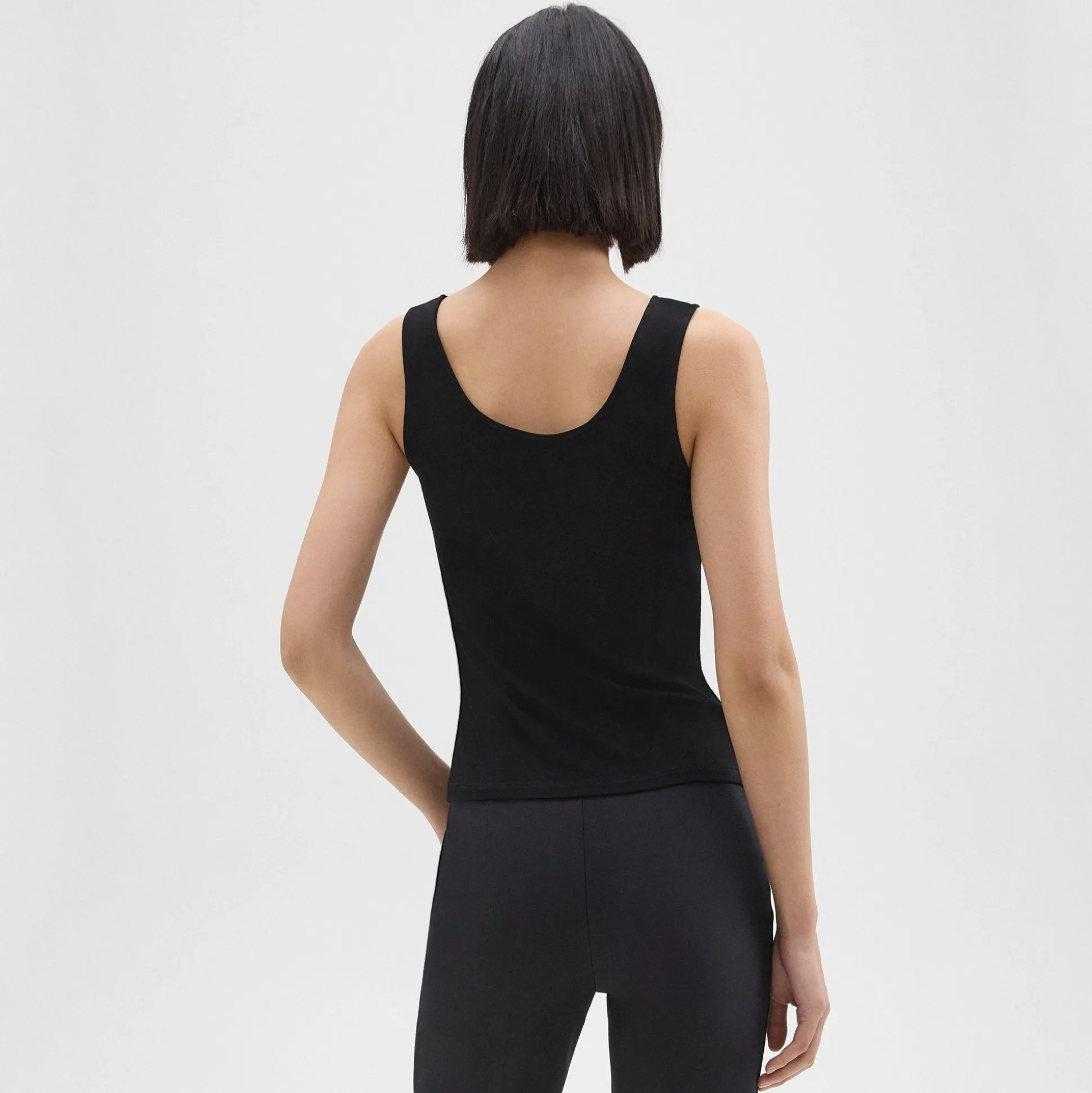 Theory Scoop Neck Tank Top In Rib Knit Viscose-Women T-Shirts