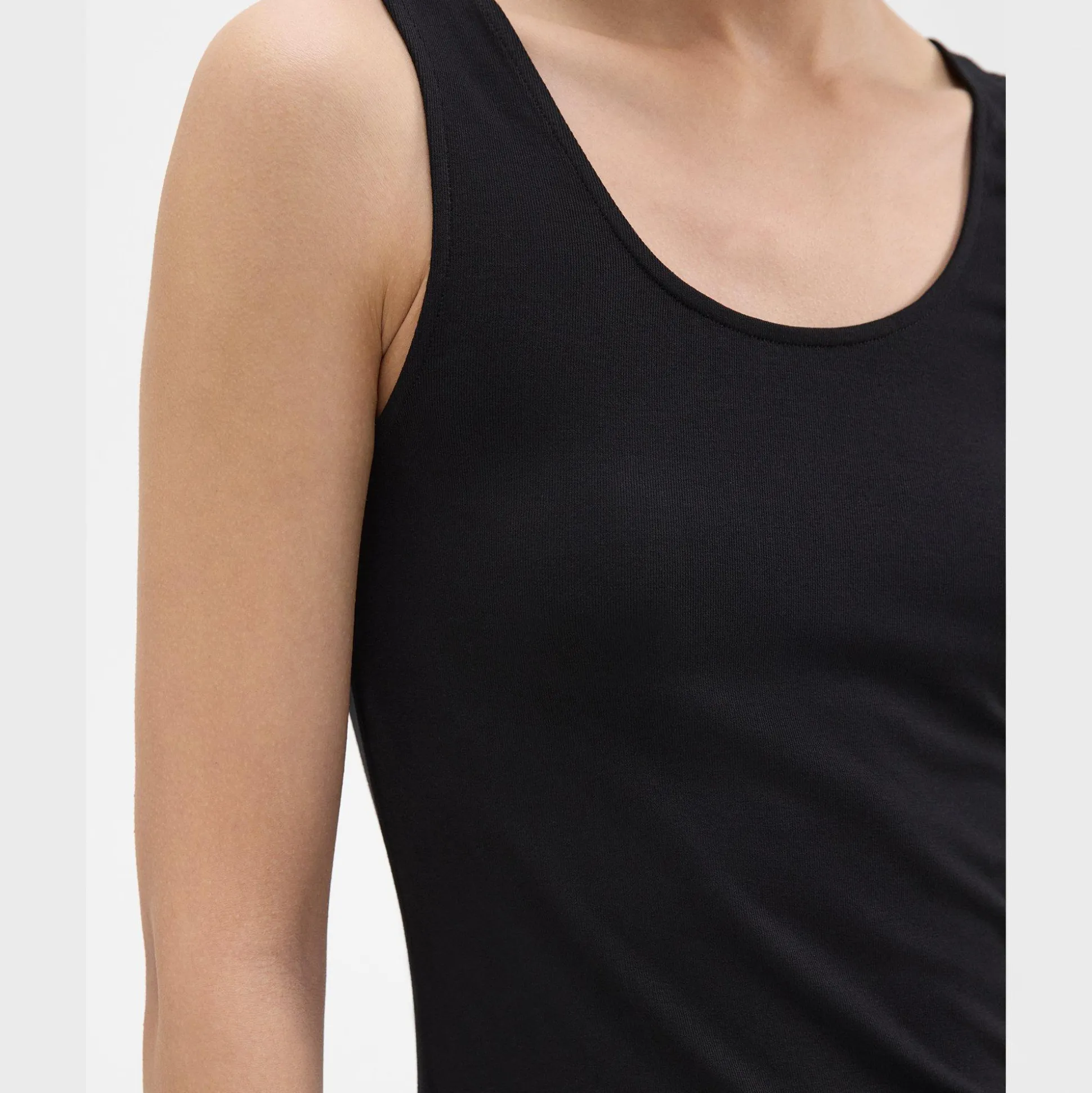 Theory Scoop Neck Tank Top In Rib Knit Viscose-Women T-Shirts