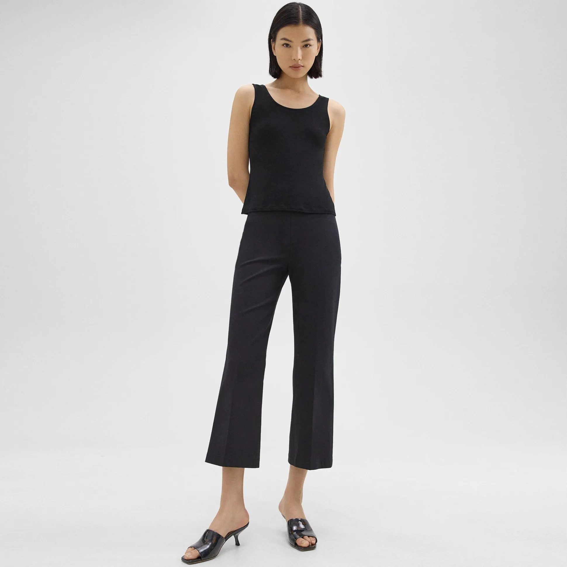 Theory Scoop Neck Tank Top In Rib Knit Viscose-Women T-Shirts