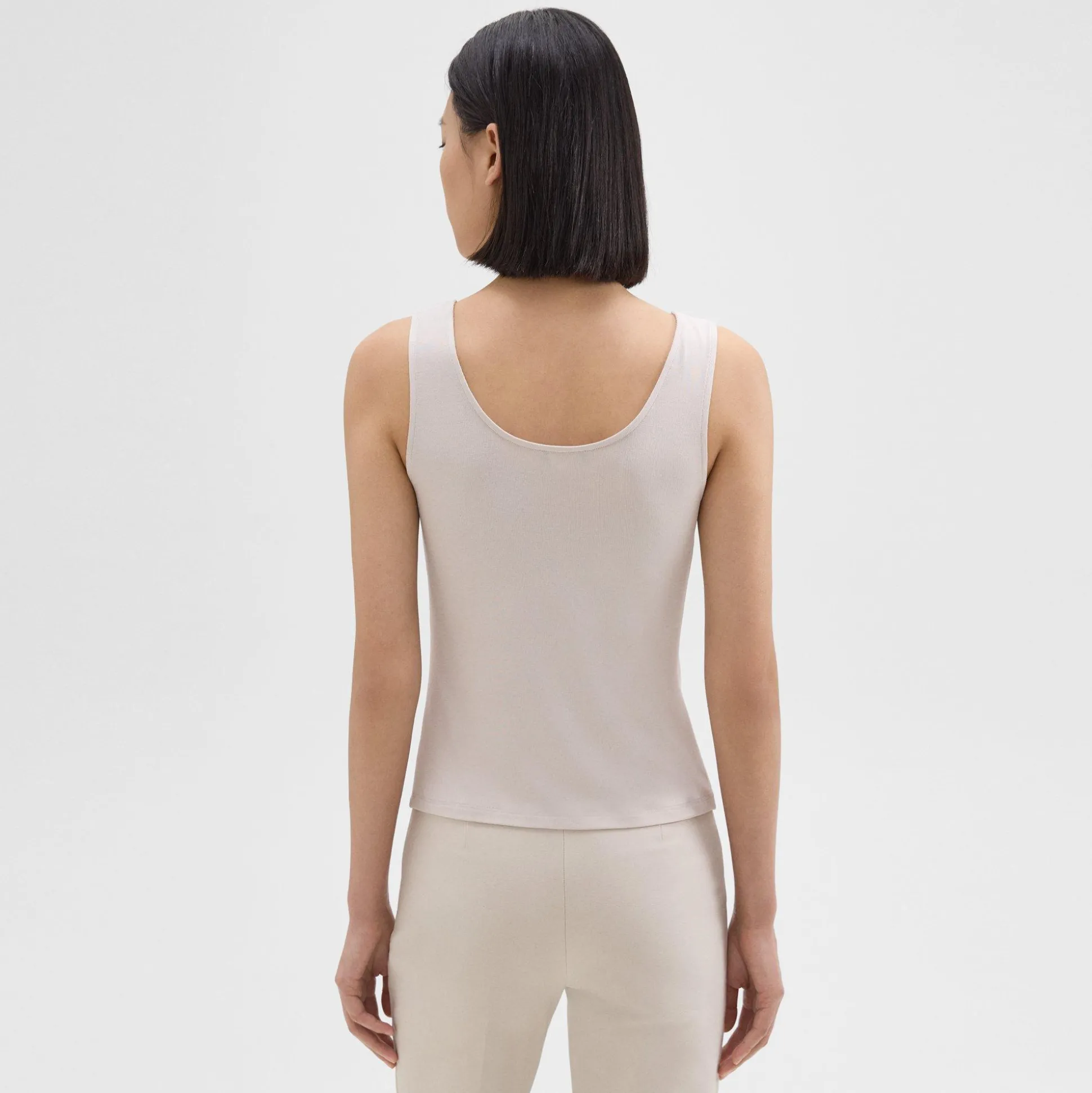 Theory Scoop Neck Tank Top In Rib Knit Viscose-Women T-Shirts
