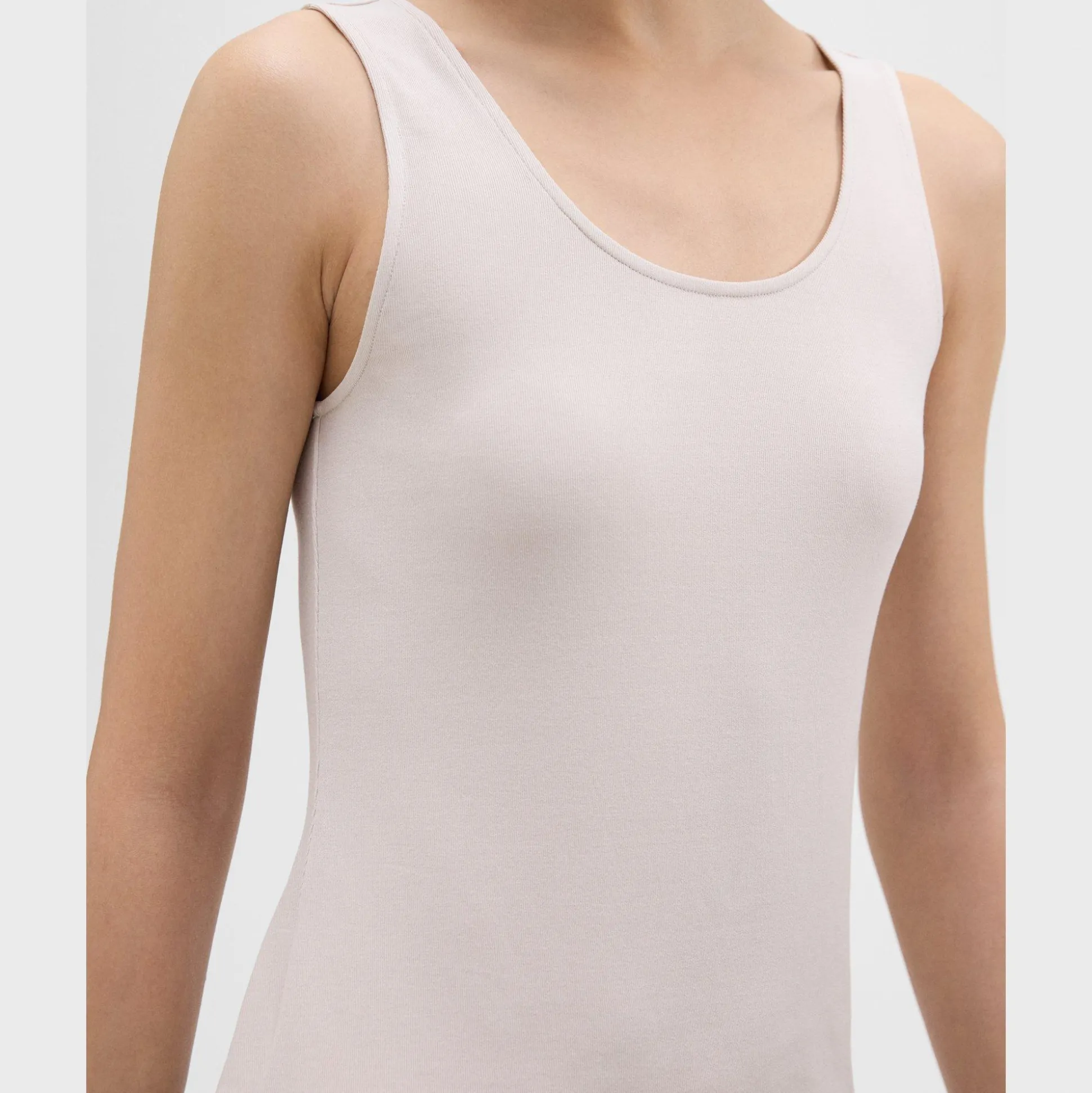 Theory Scoop Neck Tank Top In Rib Knit Viscose-Women T-Shirts