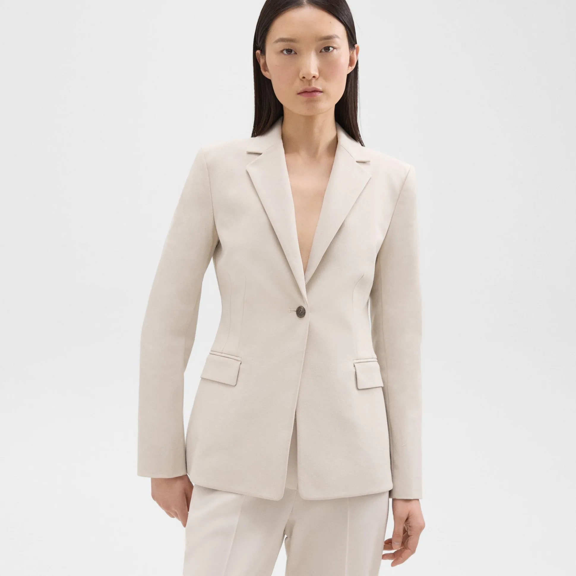 Theory Sculpted Blazer In Stretch Cotton-Blend-Women Suits|Blazers + Jackets