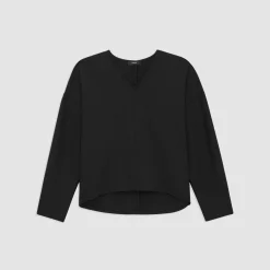 Theory Sculpted V-Neck Top In Double-Knit Jersey-Women Tops|T-Shirts