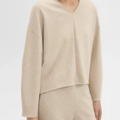 Theory Sculpted V-Neck Top In Double-Knit Jersey-Women Tops|T-Shirts