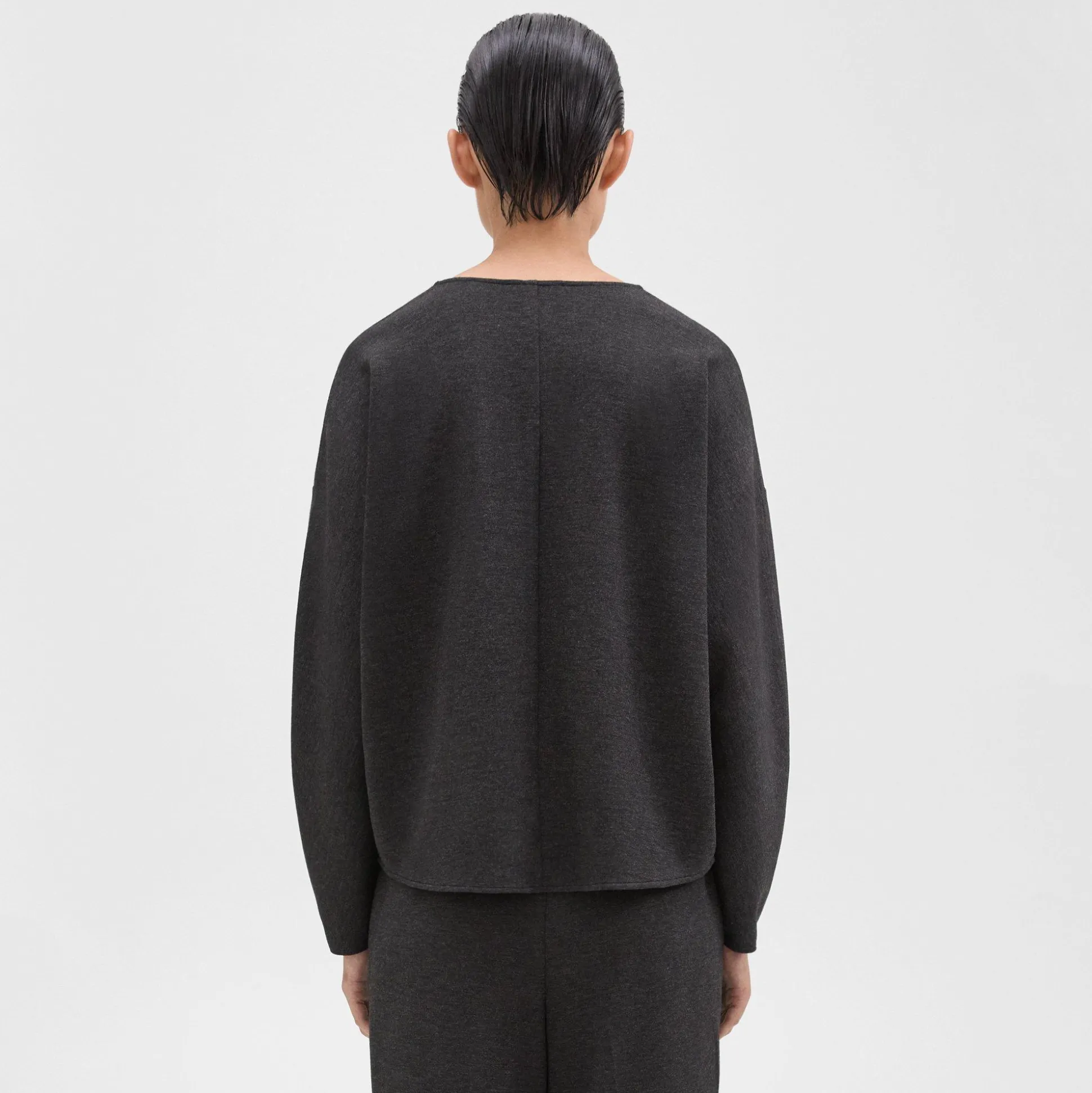Theory Sculpted V-Neck Top In Double-Knit Jersey-Women Tops|T-Shirts