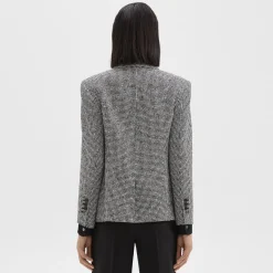 Theory Shawl Collar Blazer In Houndstooth Viscose-Blend-Women Blazers + Jackets
