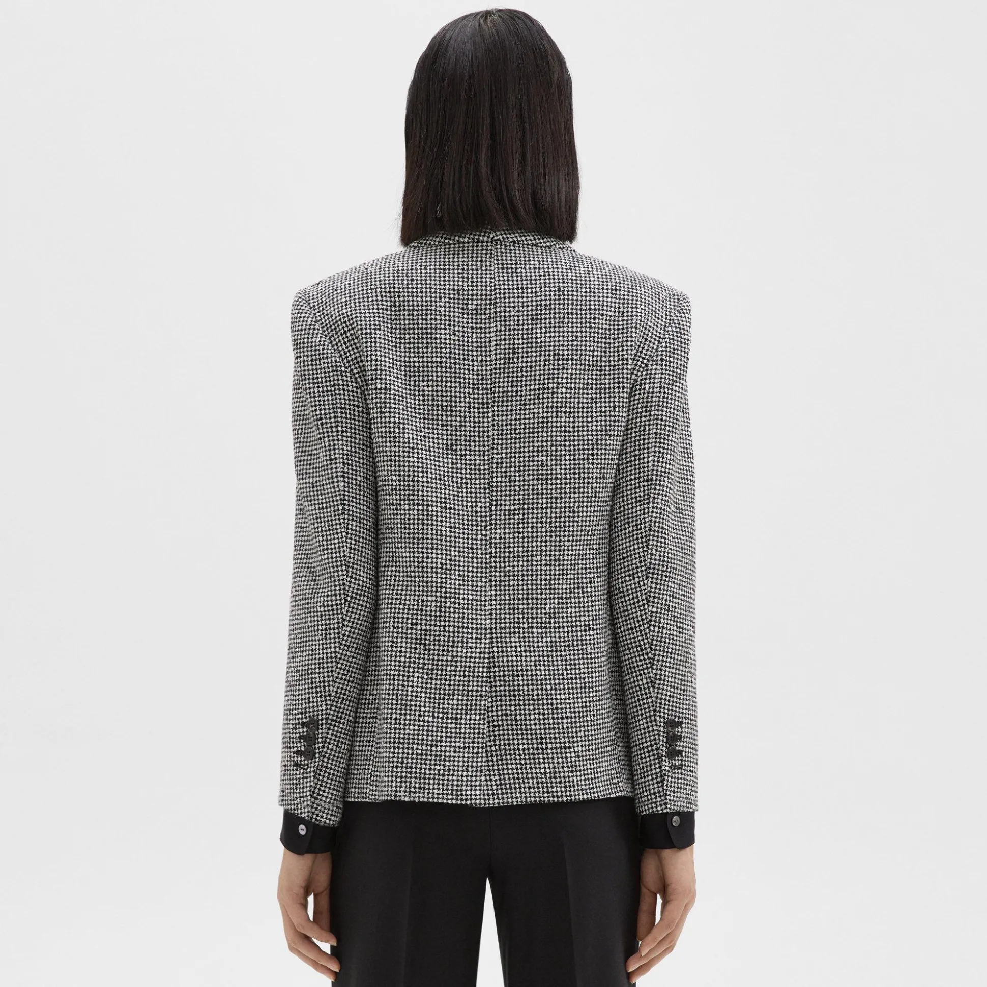 Theory Shawl Collar Blazer In Houndstooth Viscose-Blend-Women Blazers + Jackets