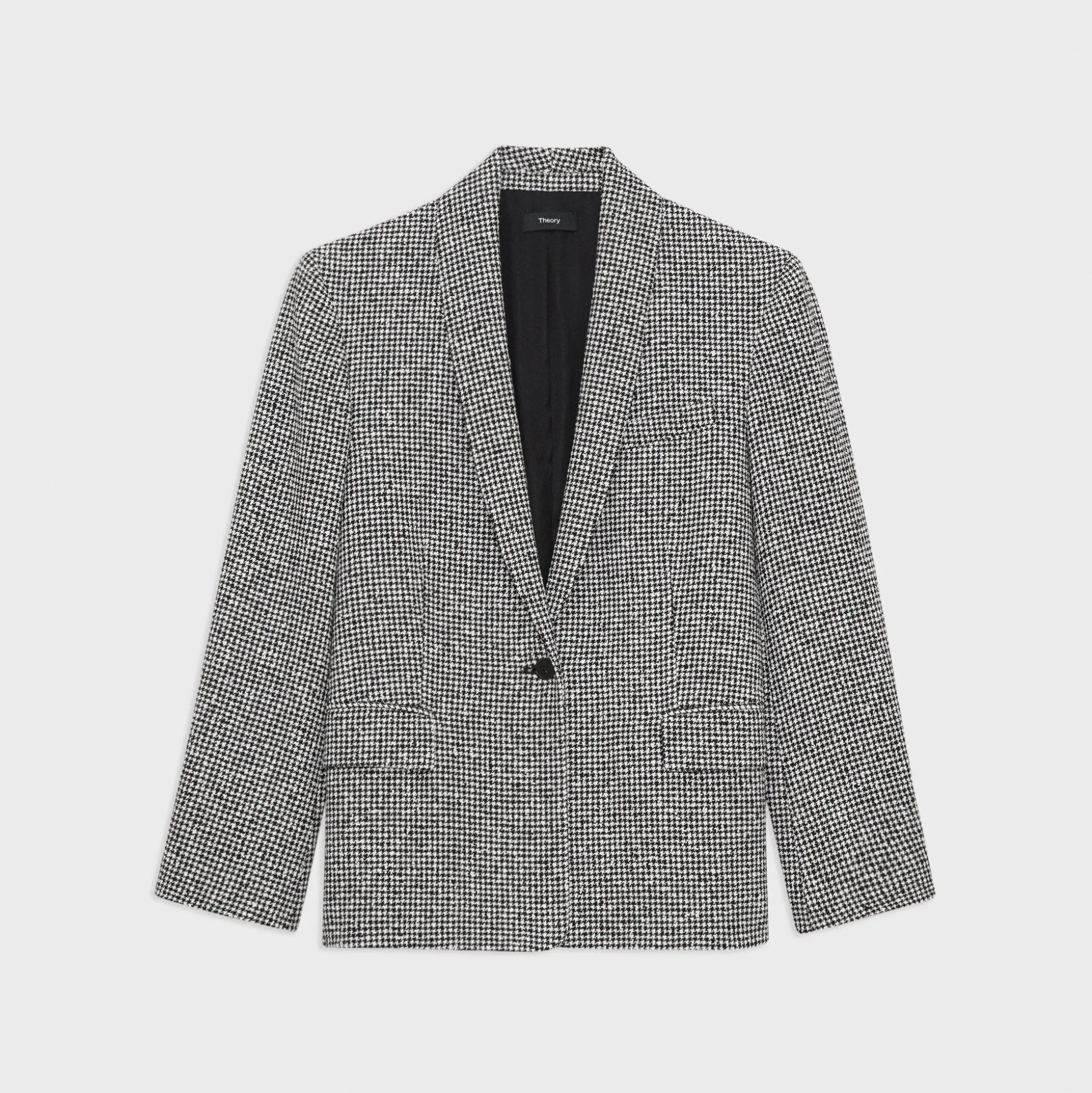 Theory Shawl Collar Blazer In Houndstooth Viscose-Blend-Women Blazers + Jackets