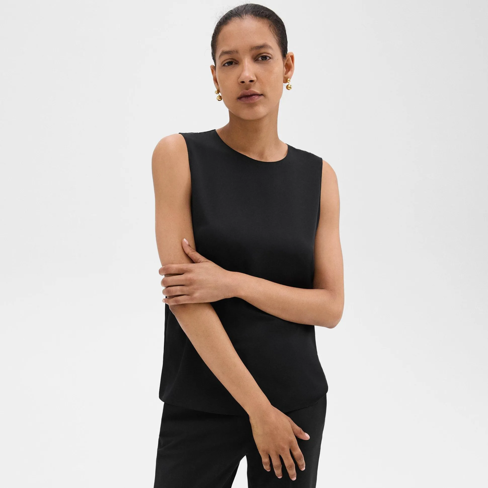 Theory Shell Top In Silk Georgette-Women Tops