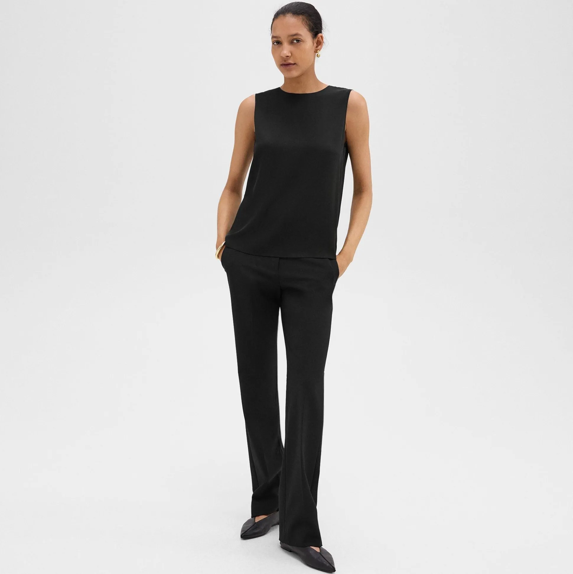 Theory Shell Top In Silk Georgette-Women Tops