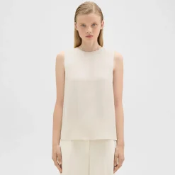 Theory Shell Top In Silk Georgette-Women Tops