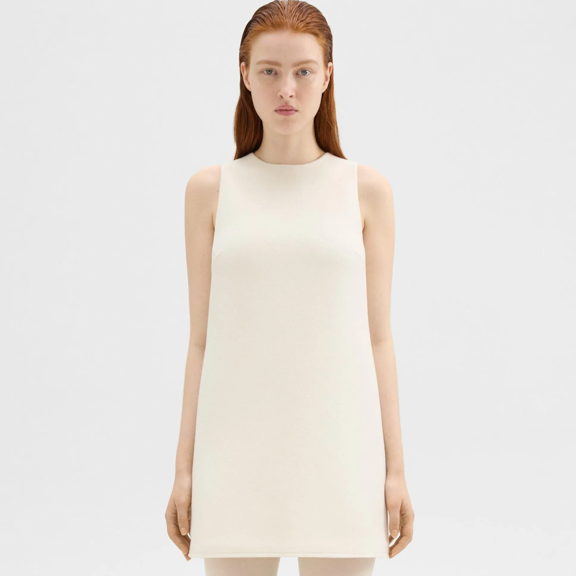 Theory Shift Dress In Double-Face Wool-Cashmere-Women Dresses
