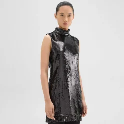 Theory Shift Dress In Recycled Sequins-Women Dresses