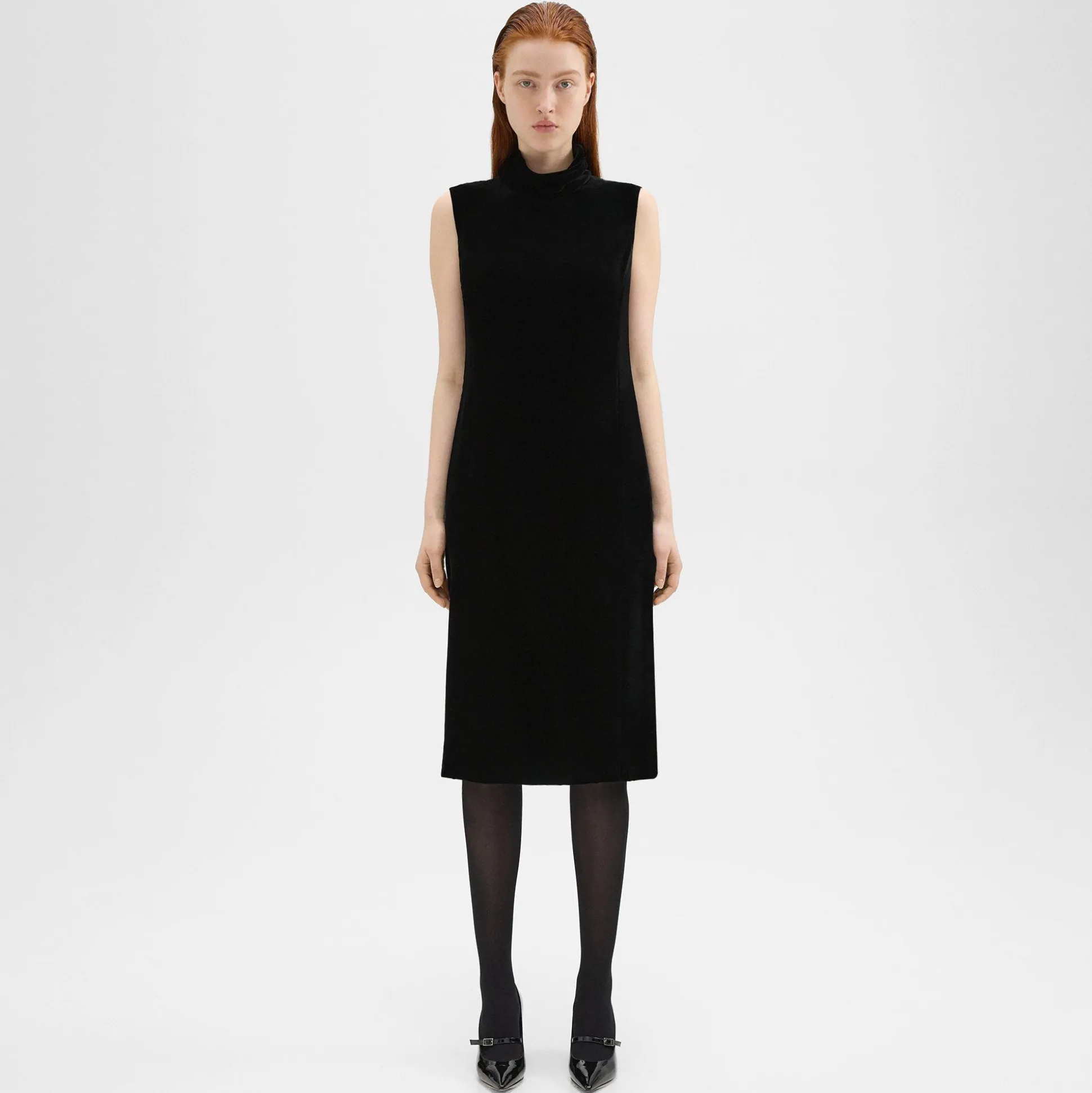 Theory Shift Dress In Stretch Velvet-Women Dresses