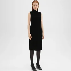Theory Shift Dress In Stretch Velvet-Women Dresses