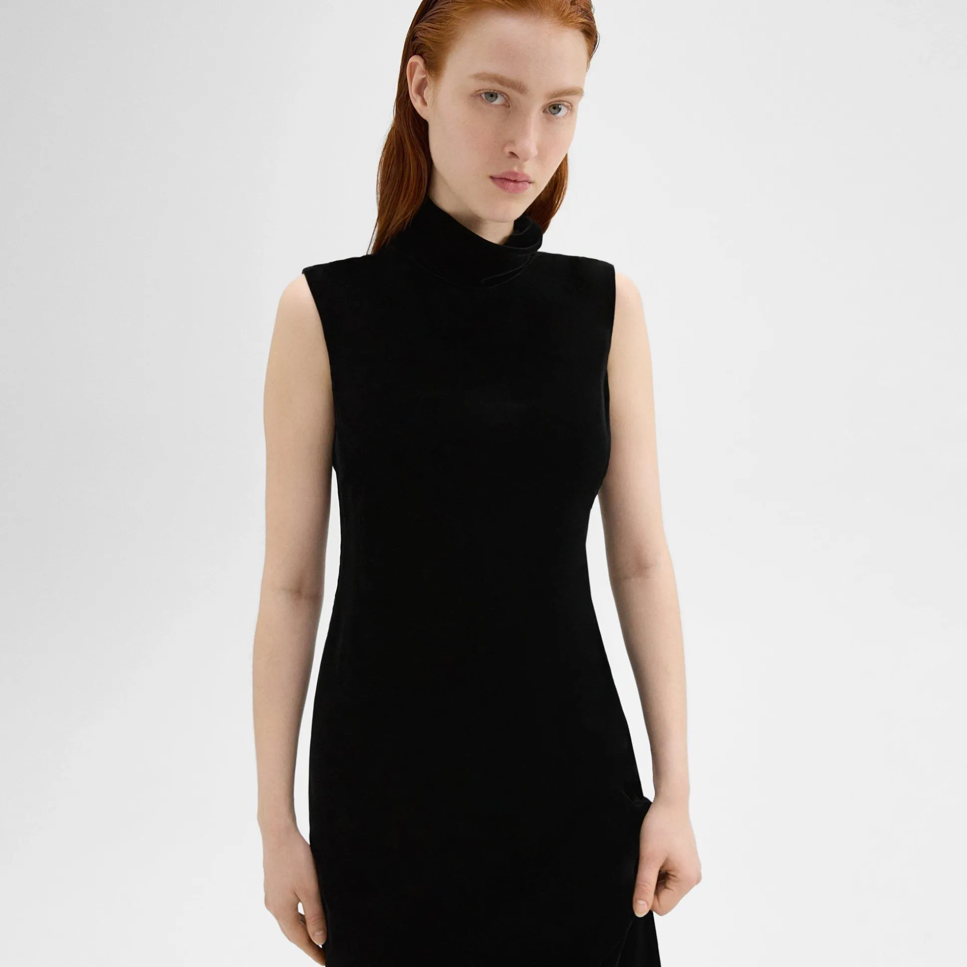 Theory Shift Dress In Stretch Velvet-Women Dresses