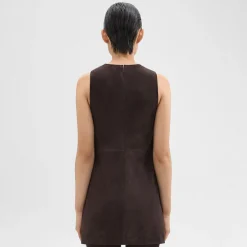 Theory Shift Dress In Suede-Women Dresses