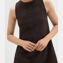 Theory Shift Dress In Suede-Women Dresses