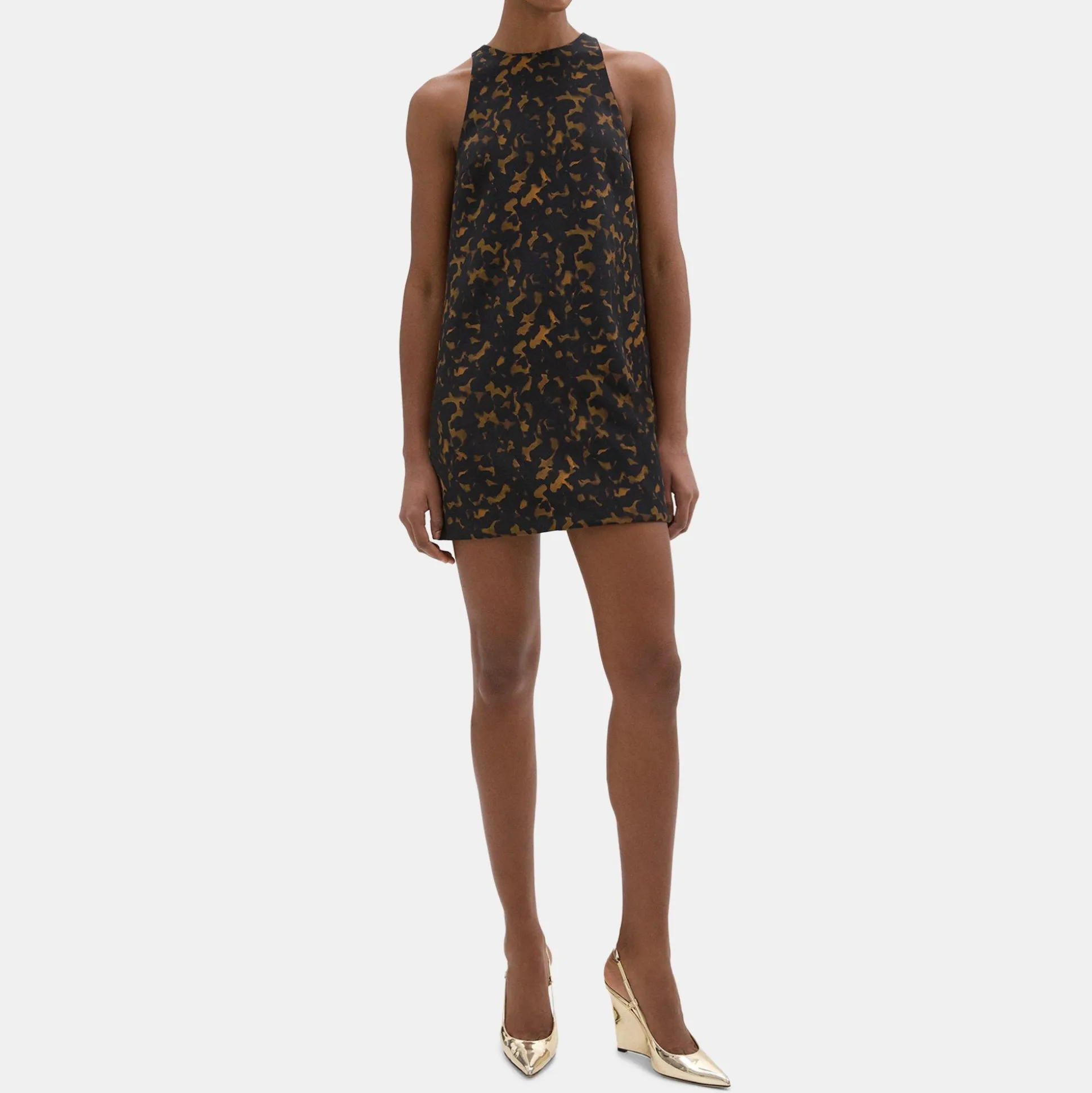 Theory Shift Dress In Tortoiseshell Printed Crepe-Women Dresses