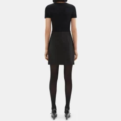 Theory Short-Sleeve Combo Dress In Double Weave-Women Dresses