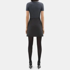 Theory Short-Sleeve Combo Dress In Double Weave-Women Dresses