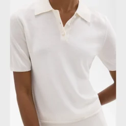 Theory Short-Sleeve Polo Sweater In Regal Wool-Women Sweaters + Cardigans