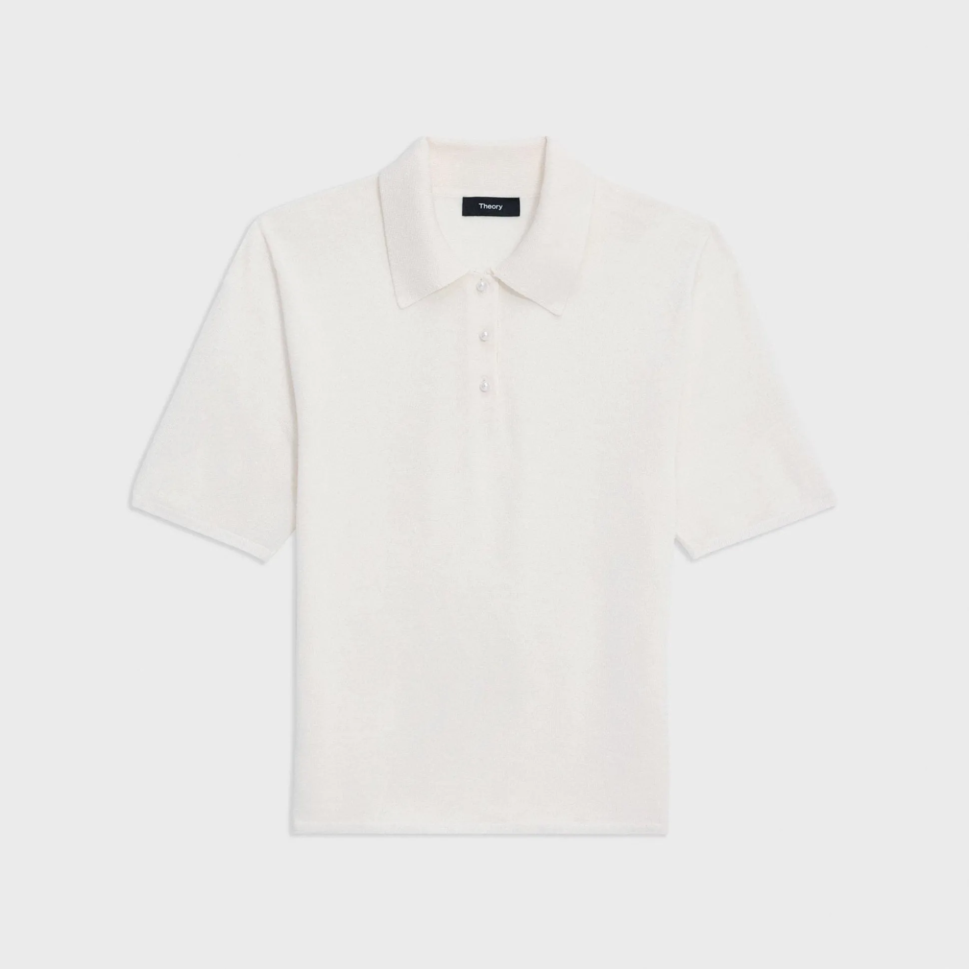 Theory Short-Sleeve Polo Sweater In Regal Wool-Women Sweaters + Cardigans