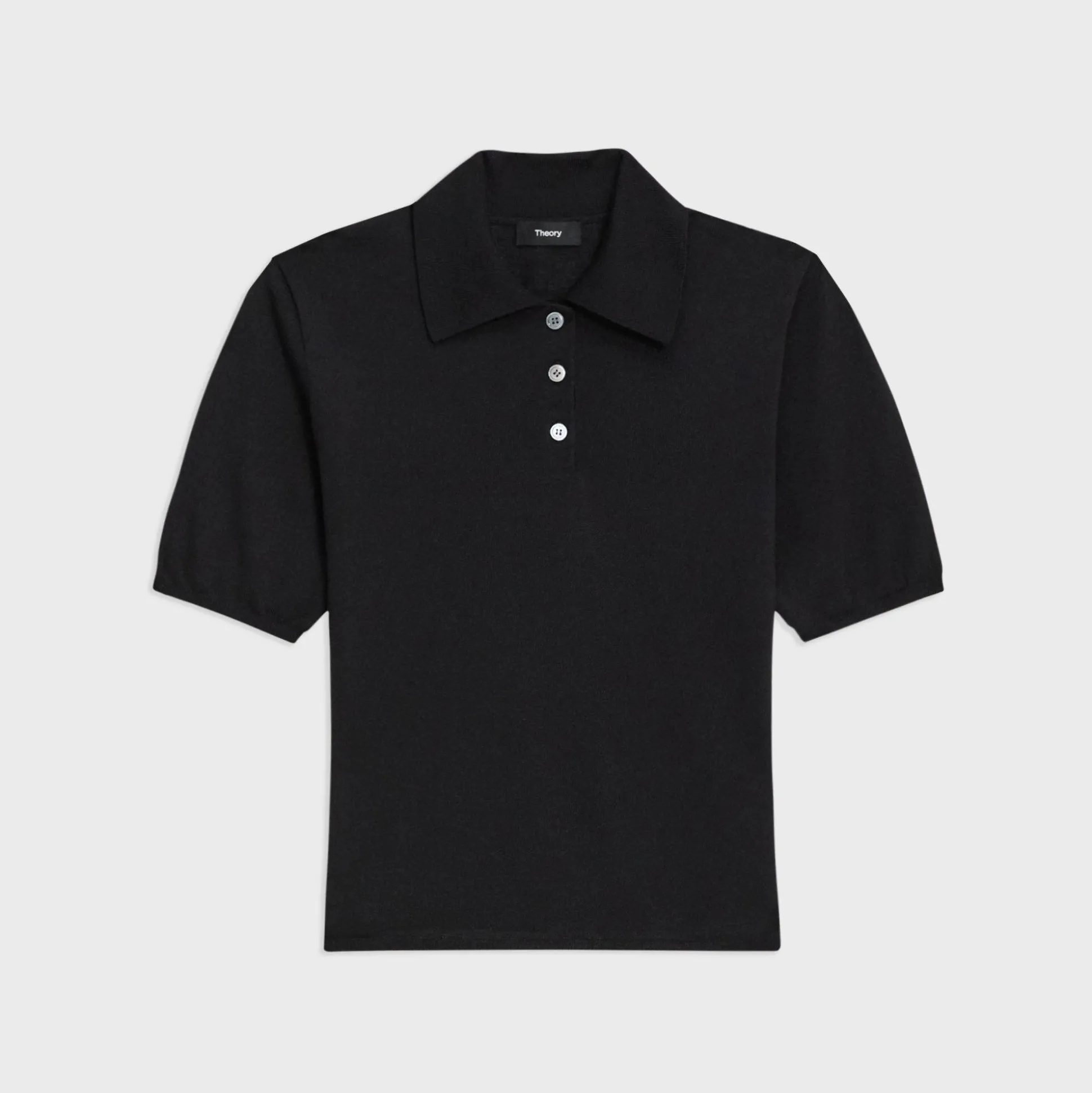 Theory Short-Sleeve Polo Sweater In Regal Wool-Women Sweaters + Cardigans
