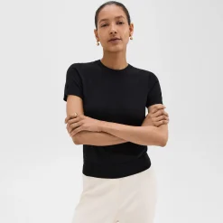 Theory Short-Sleeve Sweater In Regal Wool-Women T-Shirts|Sweaters + Cardigans