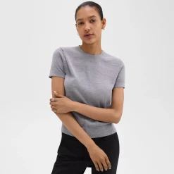 Theory Short-Sleeve Sweater In Regal Wool-Women Tops|T-Shirts