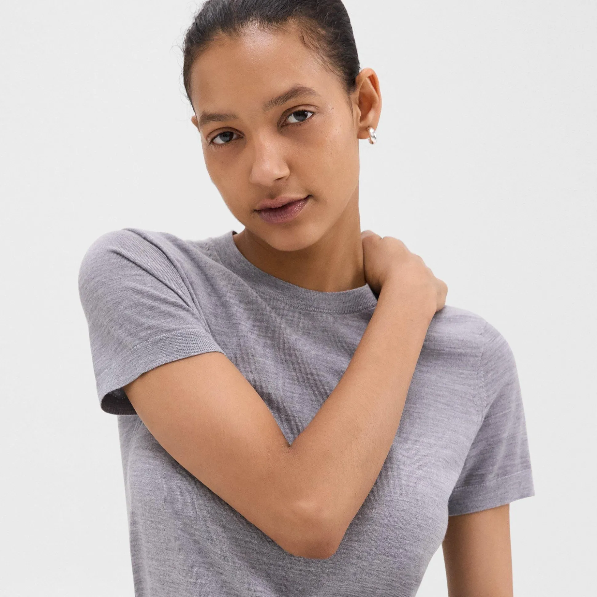 Theory Short-Sleeve Sweater In Regal Wool-Women Tops|T-Shirts