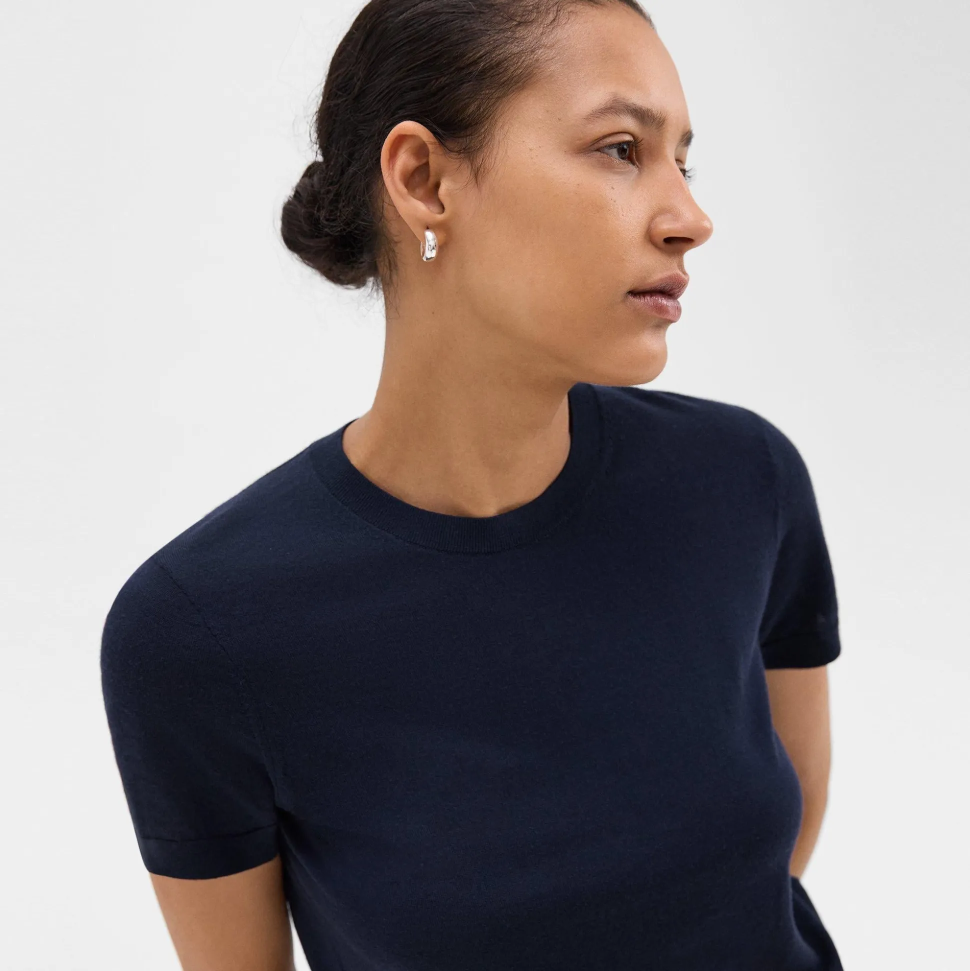 Theory Short-Sleeve Sweater In Regal Wool-Women Tops|T-Shirts