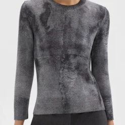 Theory Shrunken Crewneck Sweater In Felted Wool-Cashmere-Women Sweaters + Cardigans