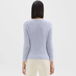 Theory Shrunken Crewneck Sweater In Feather Cotton-Blend-Women Sweaters + Cardigans