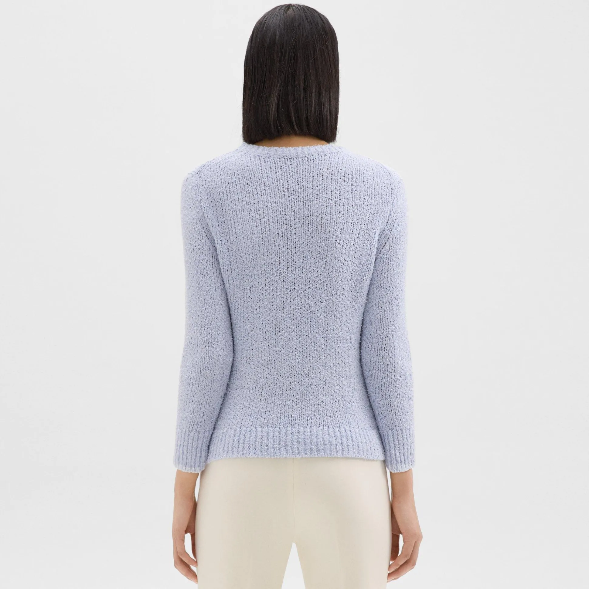 Theory Shrunken Crewneck Sweater In Feather Cotton-Blend-Women Sweaters + Cardigans