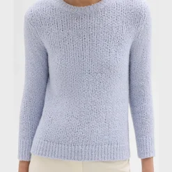 Theory Shrunken Crewneck Sweater In Feather Cotton-Blend-Women Sweaters + Cardigans
