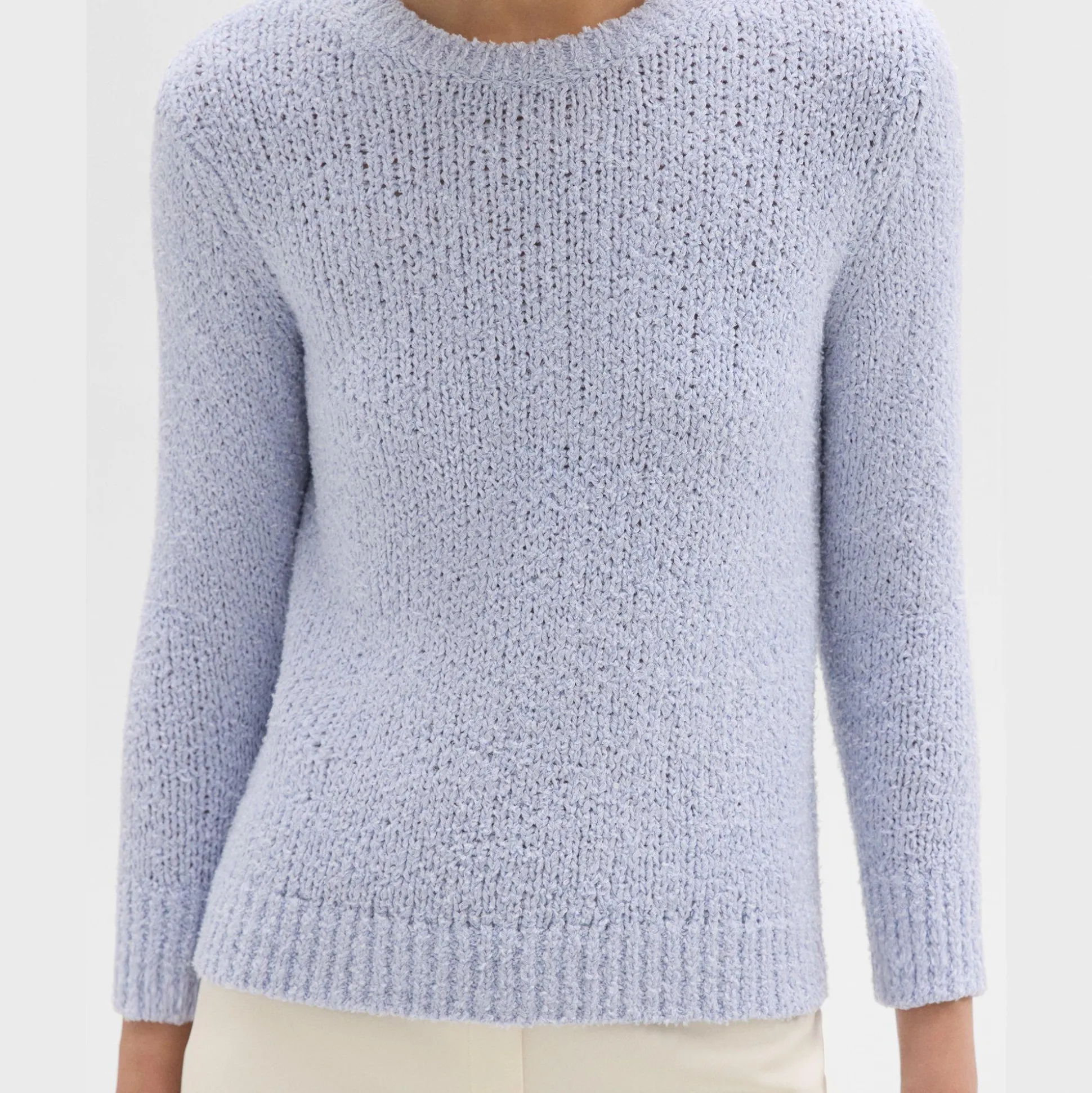 Theory Shrunken Crewneck Sweater In Feather Cotton-Blend-Women Sweaters + Cardigans