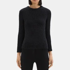 Theory Shrunken Crewneck Sweater In Feather Cotton-Blend-Women Sweaters + Cardigans