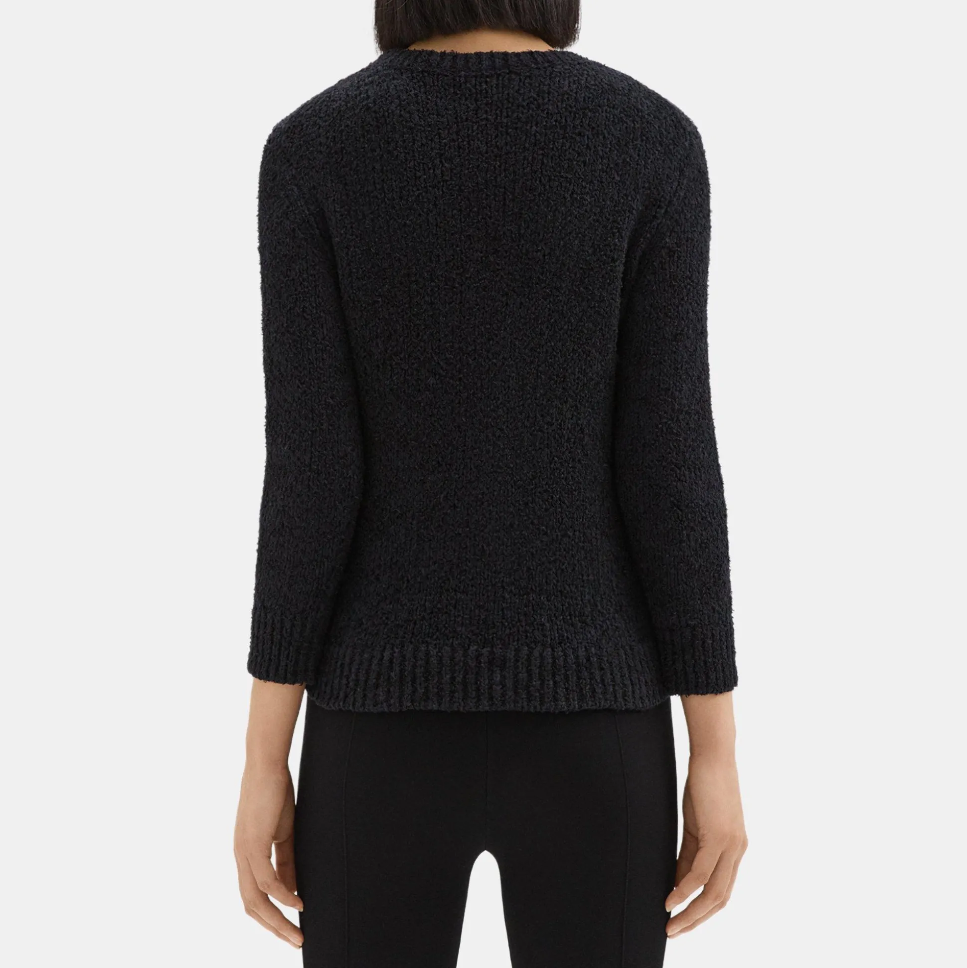 Theory Shrunken Crewneck Sweater In Feather Cotton-Blend-Women Sweaters + Cardigans