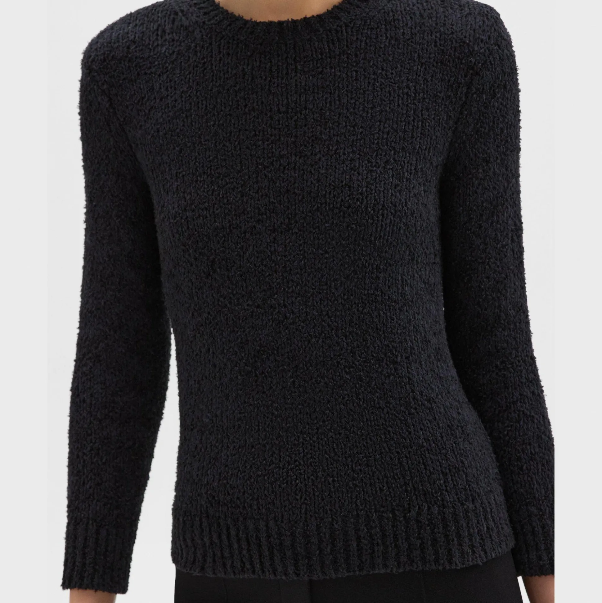 Theory Shrunken Crewneck Sweater In Feather Cotton-Blend-Women Sweaters + Cardigans