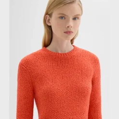 Theory Shrunken Crewneck Sweater In Feather Cotton-Blend-Women Sweaters + Cardigans